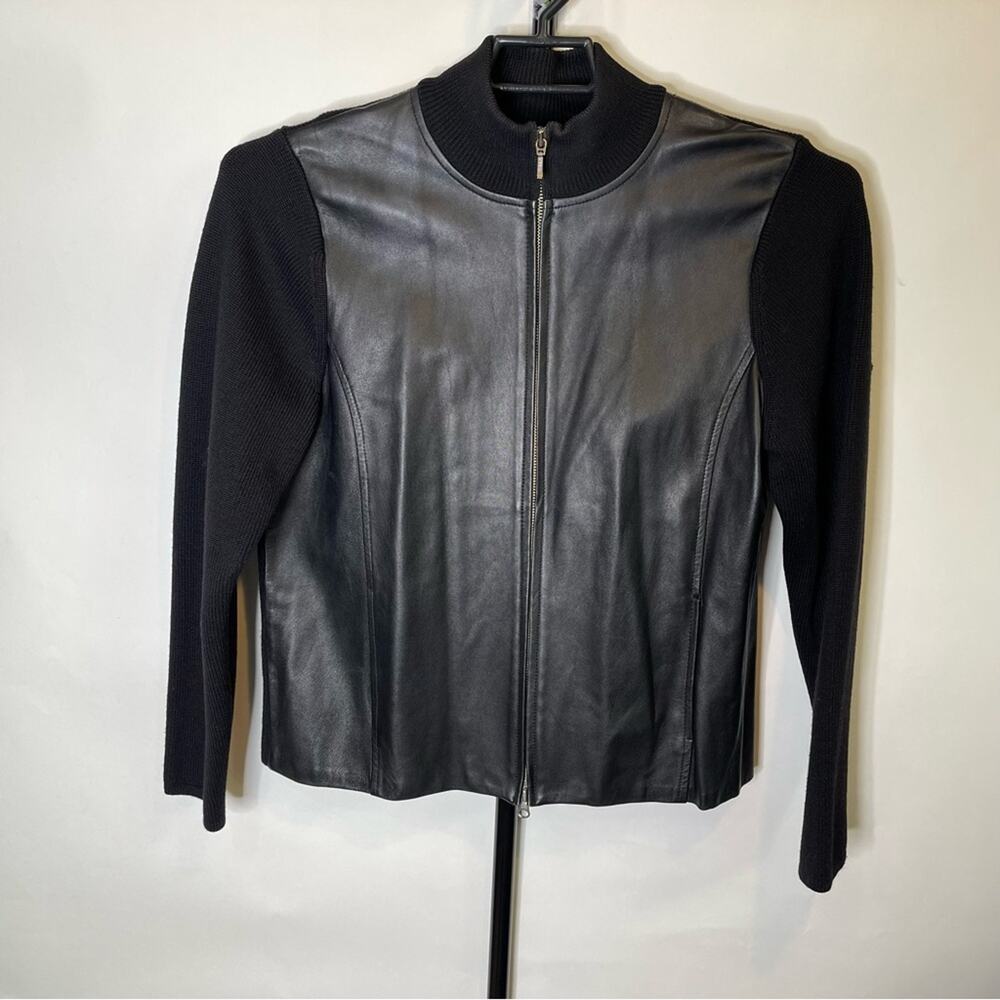 Pendleton Black Leather Zip Up Jacket Size XL Women’s